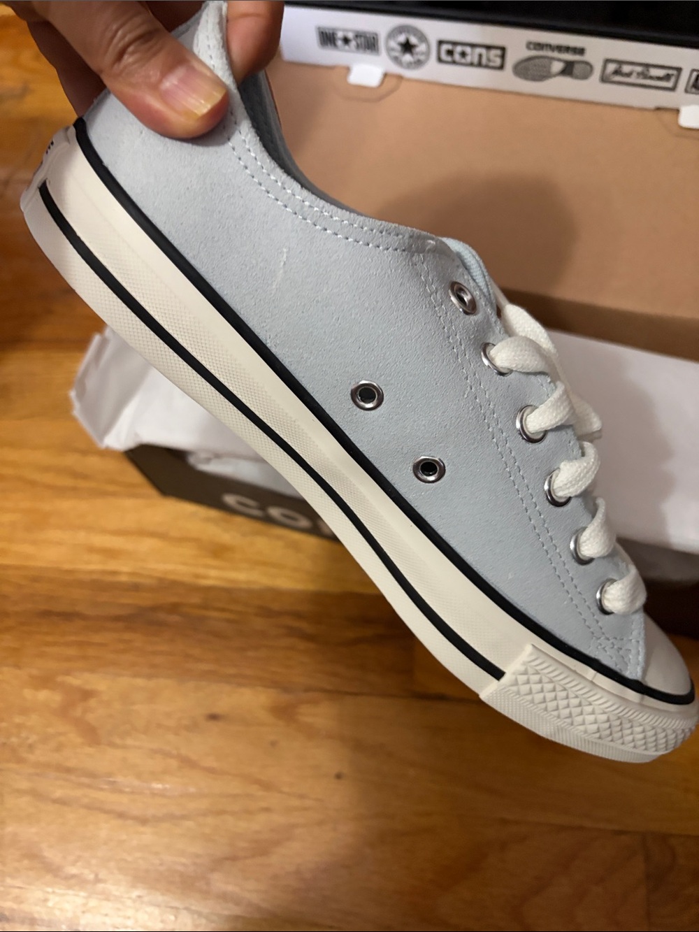 Converse Low Top Sneaker in Light Blue and White - Picture 2 of 7